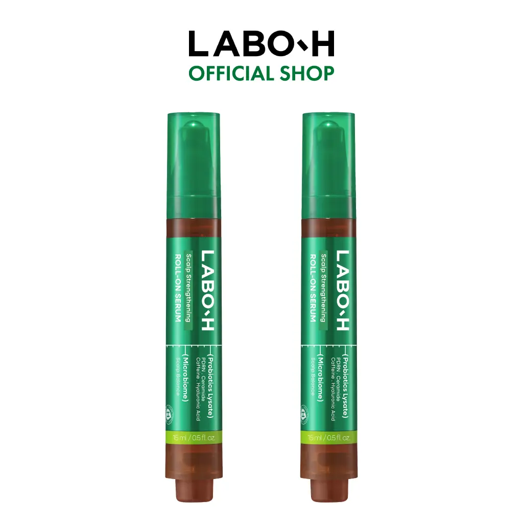 LABO-H PDRN Roll-On Scalp Serum 2-Pack | 84% Less Hair Shedding in 14 Uses | Daily Scalp Massaging Serum Vegan | Korean Haircare