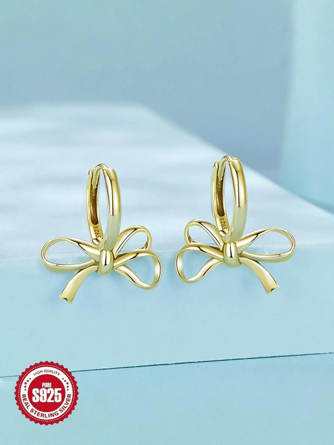 S925 Sterling Silver Simple Temperament Bow Design, Fashion Jewelry for Party, Daily Clothing Decor, Trendy All-match & Exquisite Jewelry for Birthday Gift, Elegant Minimalist High Quality Earrings