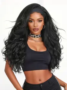 Yaki Curly Headband Wigs for Women, 26inch Synthetic Glueless Half Wig, Wear and Go Curly Hair Extension, Easy to Use and Stylish