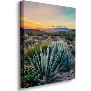 Desert Cactus Canvas wall Art Print Cactus landscape Photo Nature Art Print Vibrant wall art Cactus print Southwest Desert wall art Farmhouse decoration 24x36in Frame wall art Artistic Wood Ornaments Room