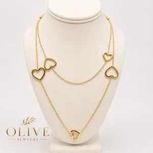 Olive Jewelry Valeriana Heart Necklace - Stainless Steel Premium, Gold and silver Color, Heart Design, Elegant and Stylish