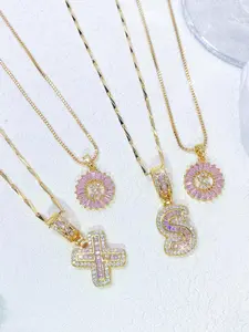 Initials Letter Design Pendant Necklace, Rhinestone Decor for Women & Girls, Fashion Jewelry for Party, Daily Decor, Trendy All-match & Exquisite Jewelry for Birthday Gift, Charms Necklace