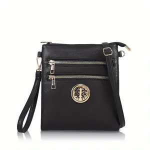 Vintage Crossbody Bag With Adjustable Shoulder Strap And Zipper For Women