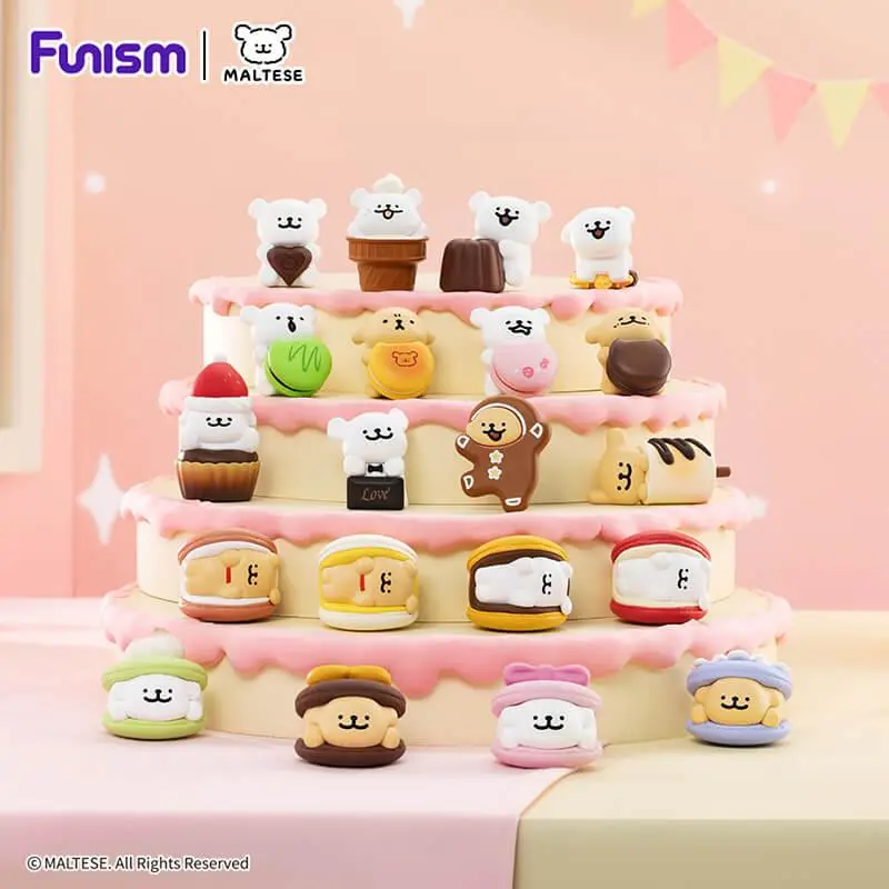FUNISM Maltese Sweet Box Series Puppy Face Blind Box, Cute Dessert Anime Dog Figure Mystery Box, Kawaii Aesthetic Desk Decor Toy, Sweet Gift for Girls