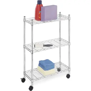 3 Tier Shelving Unit, Metal Storage Shelves, Adjustable Heavy Duty Shelf with Wheels , 400 lbs Capacity per Shelf, 1200 lbs Total for Home, Garage, Workshop, 23"L x 13"W x 30"H, Chrome