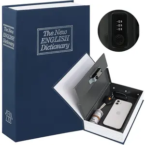 Password Security Book Set - Hidden Storage Box Mimicking English Dictionary - Secure Latch Mechanism - Medium Size for Car & Home - Discreetly Store Valuables - Classic Black/Red - Perfect for Travelers & Parents
