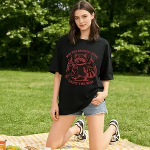 Funny Raccoon Graphic Tee: Burning Bridges Quote Shirt