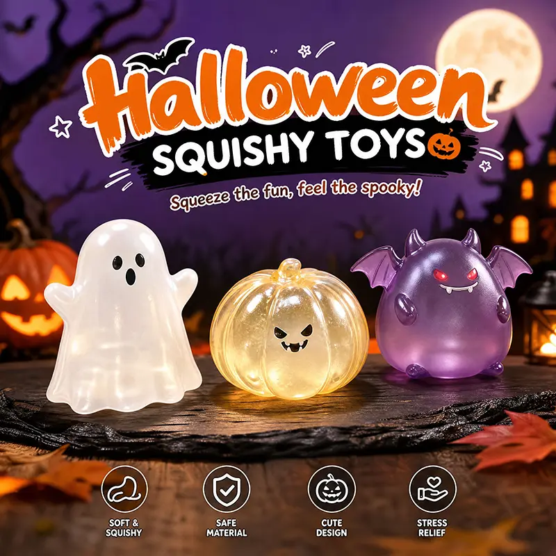 Halloween Translucent Squishy Toys|Ghost Pumpkin Demon Bat Slow Rising Stress Relief Fidget Toys|Cute Spooky Squeeze Sensory Toys for Kids Boys Girls|Halloween Party Favors Trick|Classroom Prizes Holiday Treats|Halloween Gifts for Children