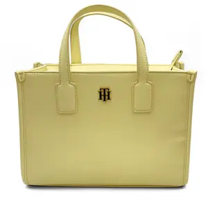 Tommy Hilfiger Sabrina II Mini CV Tote Lemon Zest Chic Everyday Carry Structured Soft PVC Dual Handles Removable Strap Gold Hardware