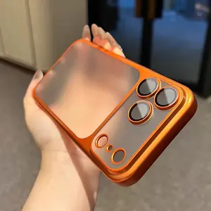 Cosmic Orange Plating Frosted Translucent Thin Phone Case For iPhone 17 Pro Max Air Series Bumper Cover for 17 Pro Case