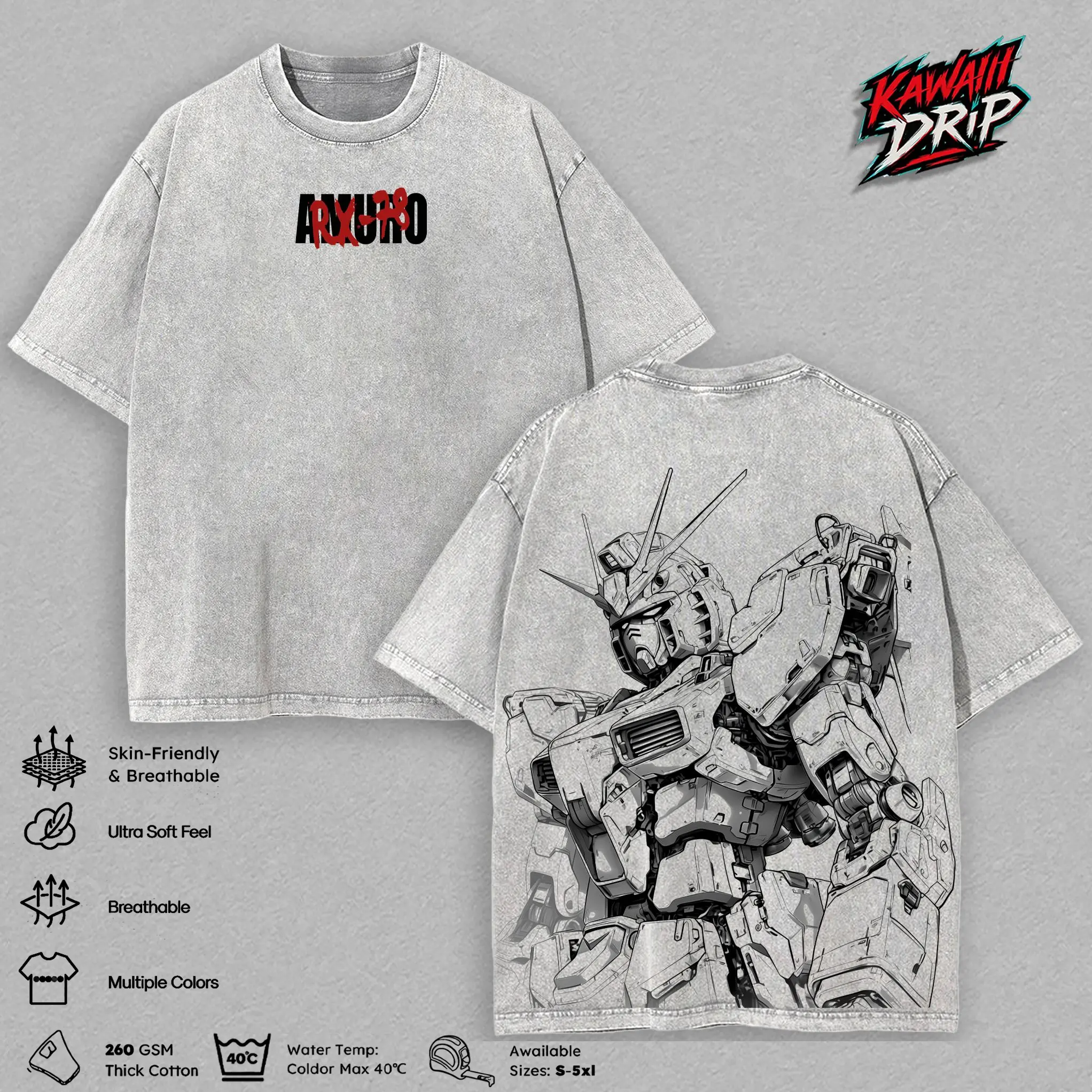RX-78 Gundam Mecha Anime T-Shirt, Mobile Suit Gundam RX78 Robot Graphic Tee, Vintage Washed Oversized Anime Streetwear Shirt, Japanese Mecha Manga Fan Art T-Shirt, Heavy Cotton Unisex Casual Wear, Gundam Anime Lover Gift, Mecha Robot Anime Clothing