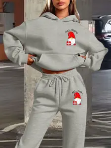 Christmas Theme Fall Winter Sweatshirt Set, Cute Holiday Style, Loose Fit, Comfortable Daily Wear