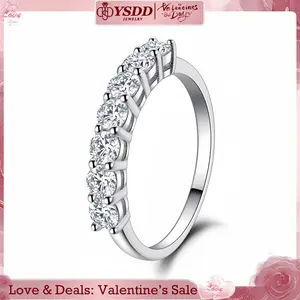 【#27 Wedding band】7 Stone Synthetic Moissanite Semi-band Rings for Women,  D Color VVS1 Clarity Anniversary Rings 925 Sterling Silver 7 Stone Moissanite Wedding Band for Women Jewelry Gifts