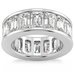 11 1/2Ct Emerald Cut Diamond Eternity Ring Channel Set 14k Gold Lab Grown