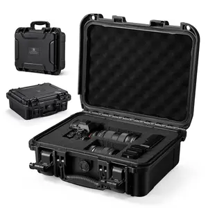 K&F CONCEPT Waterproof Hard Case, Portable Protective Camera Case, Customizable Foam Case Fit Use of Camera, Drones, Equipments -13.5x11.4x5.3inch