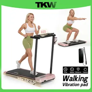 TKW 3-in-1 Walking Vibration pad, Lightweight UnderDeskWalking pad Treadmill, 220-300lbs Weight Capacity,Low-Noise Motor Walking Pad,withHandle, Remote Control & Wheels for Easy mobility, LEDDisplay