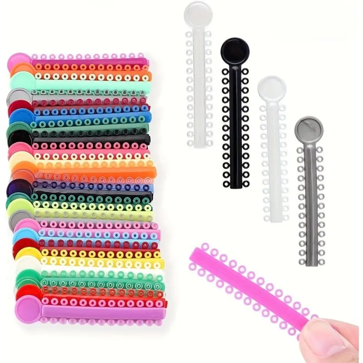 Orthodontic Elastic Bands for Braces 1040pcs Dental Ligature Ties, Rubber O-Rings for Brackets, Multi-Color