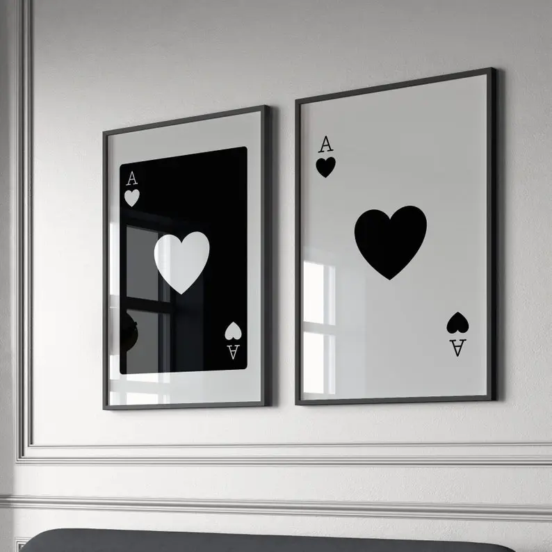 Black And White Poster Unframed s Aesthetic Art Poster Unframed s Set Of 2 Poster Unframed s Playing Card Art Trendy Wall Set Yk2 Art Poster Unframed s Funky Poster Unframed able Apartment Decor