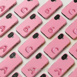 Custom Initial Phone Case, 3D Puffy Bubble Letter Case, Pink Cute Aesthetic iPhone Case, Soft Girl Y2K Style, Gift for Her