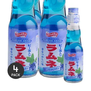 SHIRAKIKU Japanese Blueberry Soda - 4 Pack, 200ml Each | Refreshing Bubble Drink SHIRAKIKU Japanese Blueberry Soda - 4 Pack, 200ml Each | Refreshing Bubble Drink