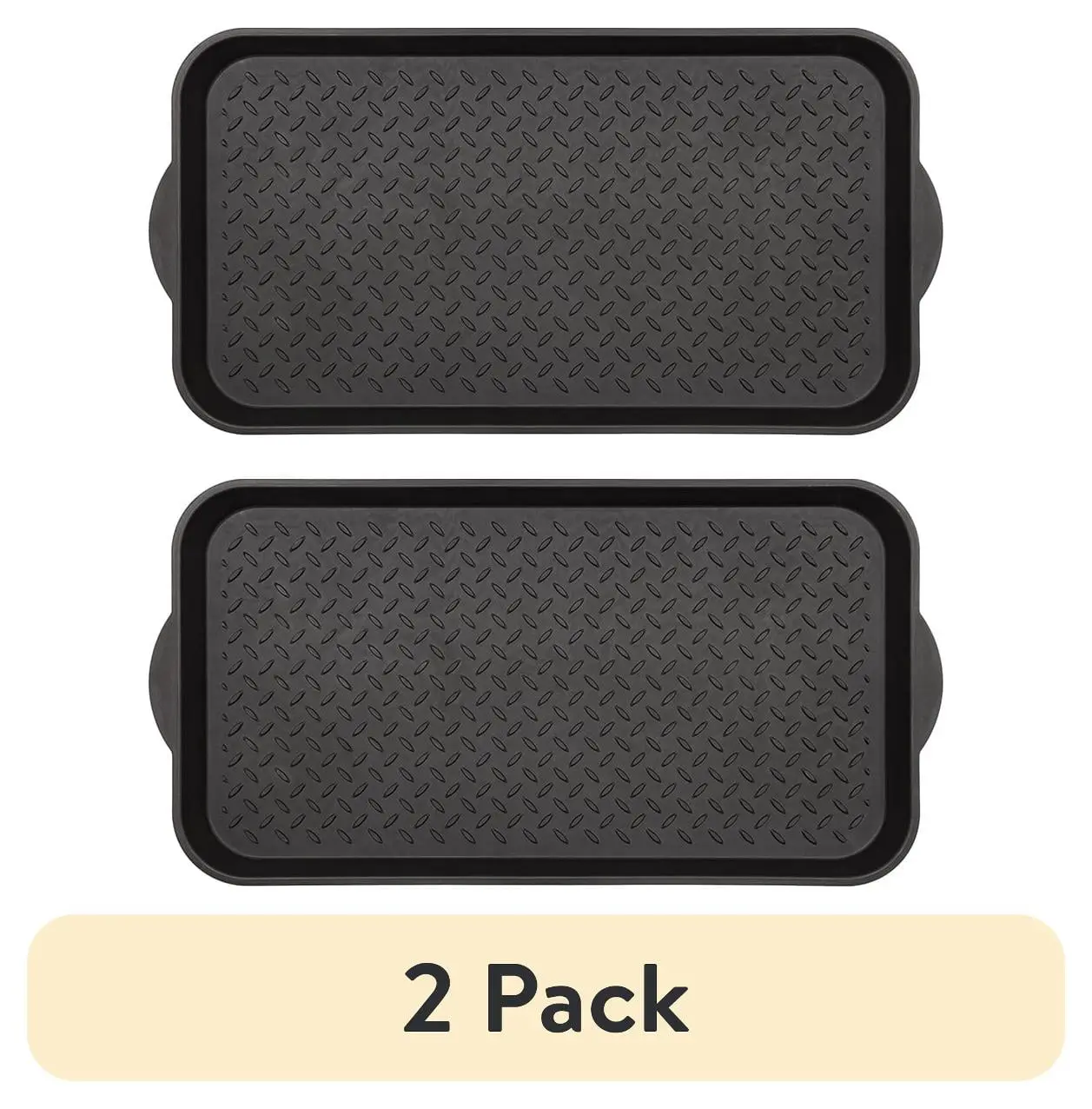 (2 pack) Mainstays Diamond Boot Tray, 15" x 29", Black