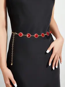 Bohemian Women's Waist Chain, Shiny Gemstone Belt for Dresses, Halloween Costume, Casual Wear, Party, Holiday Accessory, Vintage Body Jewelry