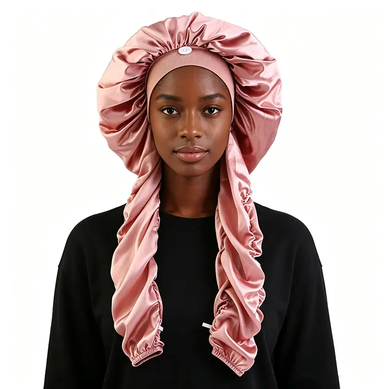 1PCS New Heatless Curl Satin Bonnet for Sleeping, No Slip Sleep Bonnet with Long Curling Ribbons for Braids & Long Hair