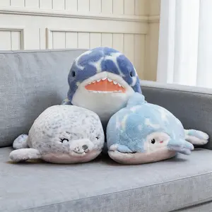 11.8in Large Ocean Animal Plush Stuffed Animal Soft Cuddly Huggable Pillow Cartoon Design Plush Toy for Kids Birthday Gift Home Decoration Cute Squishy Toy for Anxiety Relief