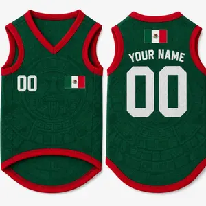 Pet Soccer Mexico Jersey, Team Dog Shirt, Game Day Outfit for Dogs, Custom Name Number Puppy Football Jersey