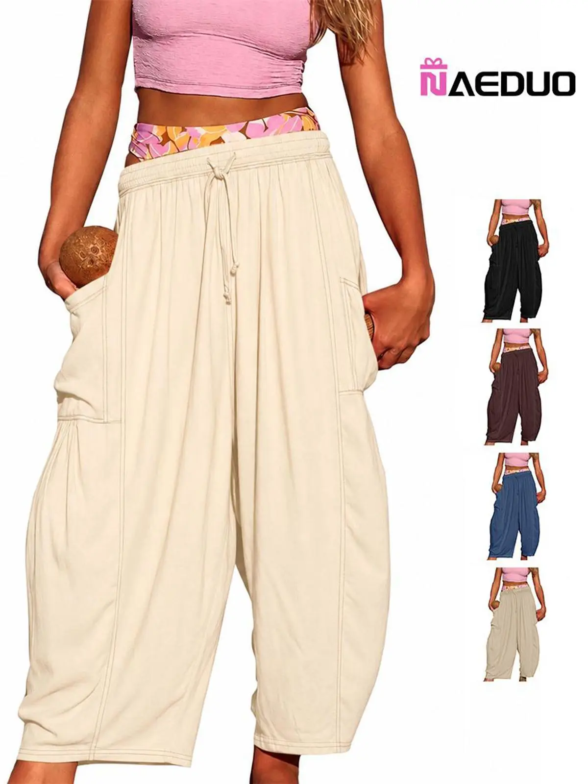 Naeduo Womens Baggy Barrel Pants Wide Leg Lounge Drawstring Sweatpants with Pockets SpringStatements Springfresh Fit Bottom,back to school shopping