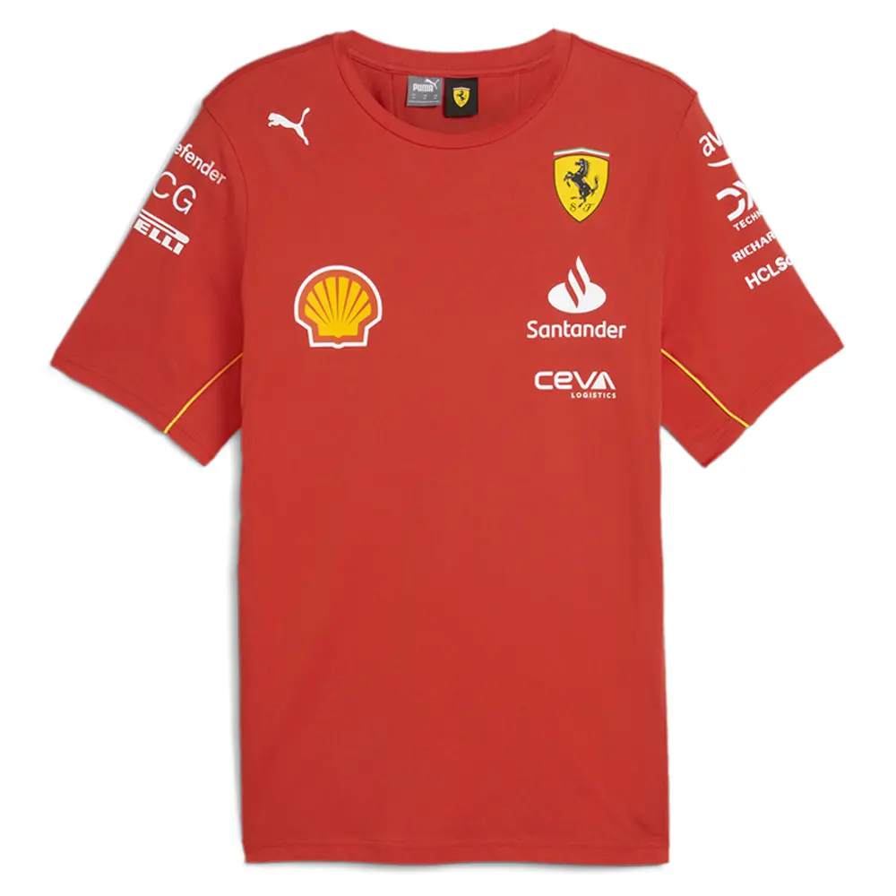 PUMA Mens Scuderia Ferrari Team Logo Crew Neck Short Sleeve Casual Tops Casual - Red