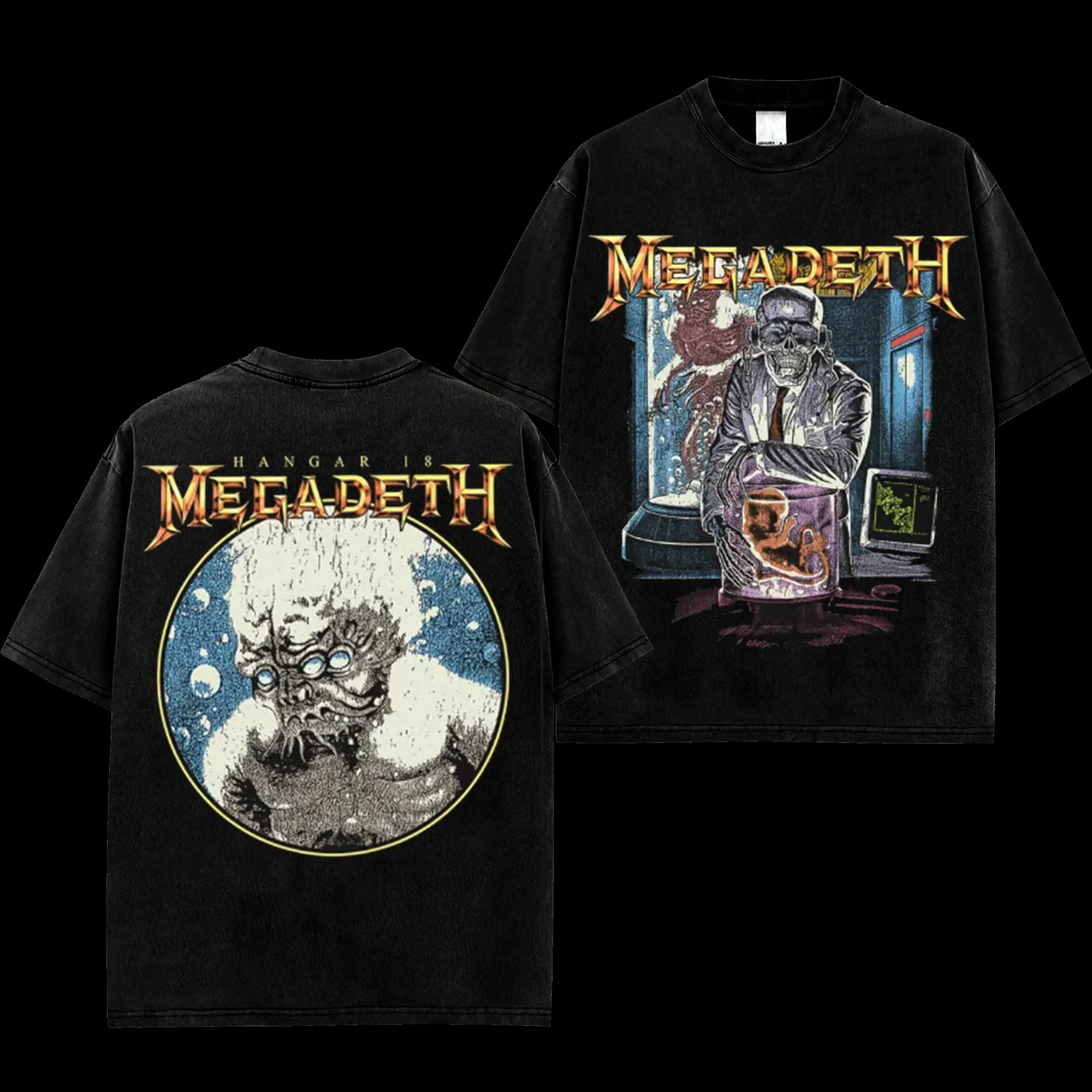 [MetalStyle] Megadeth Hangar 18 Retro Unisex 100% Heavyweight Cotton T-Shirt – KILLING ROAD World Tour Rock Thrash Metal Cotton Tee, Heavy Metal Rock Band Shirt, Oversized Vintage Tee, Heavy Metal Merch, Gift for Rock Fans