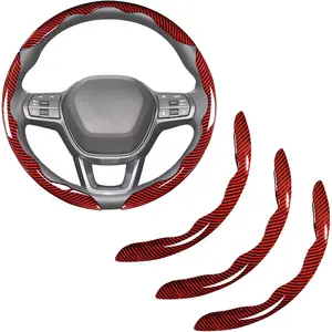 Carbon Fiber Steering Wheel Cover 3PCS Set – Anti-Slip, Scratch-Resistant, Universal Fit for 15 Inch Wheels – Interior Car Accessories for Cars, SUVs, Trucks