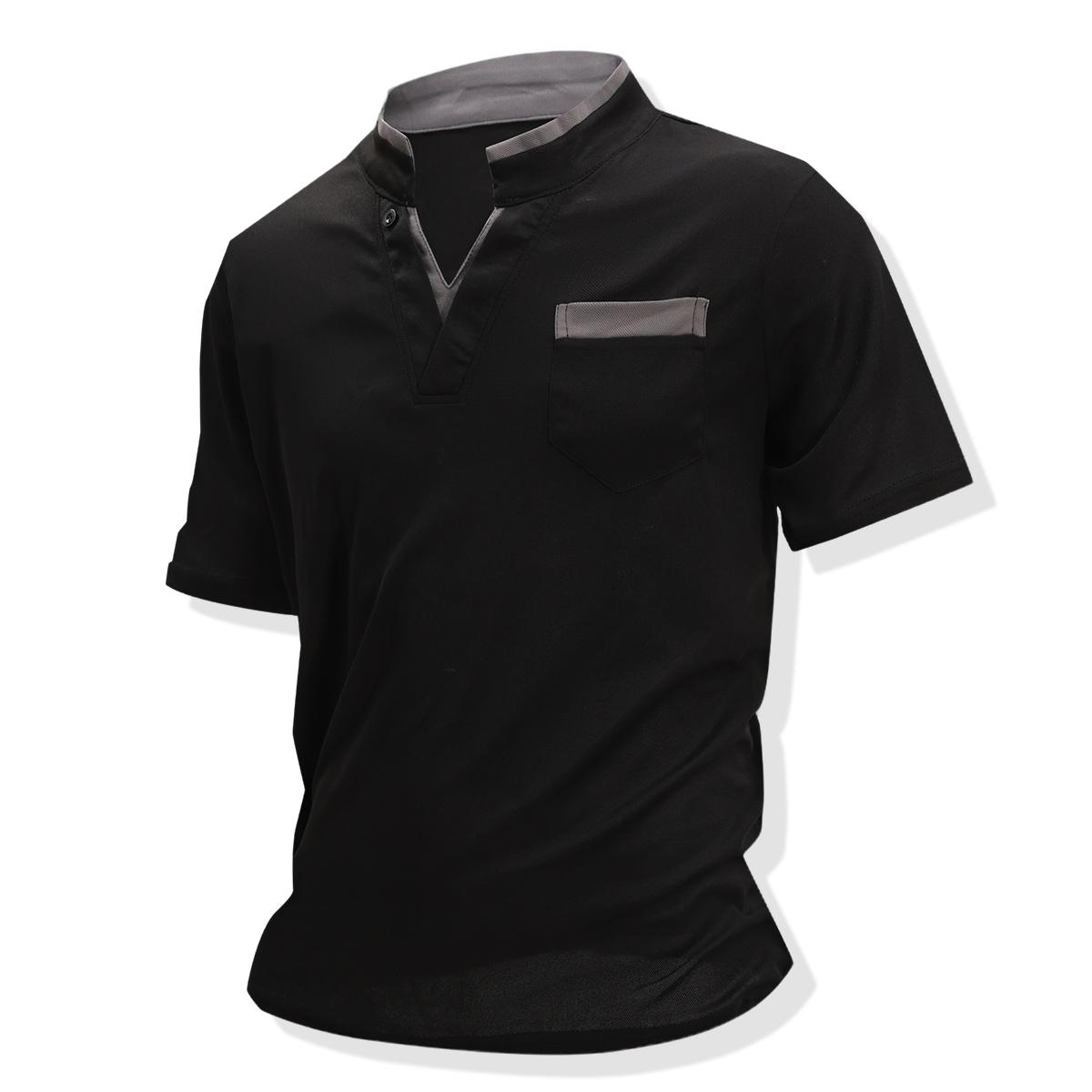 2PCS Men's Lightweight Moisture-Wicking Short Sleeve Shirt - Breathable Stretch Fabric, Henley Neck Casual Button-Up for Gym, Summer Outings & Parties guys gifts