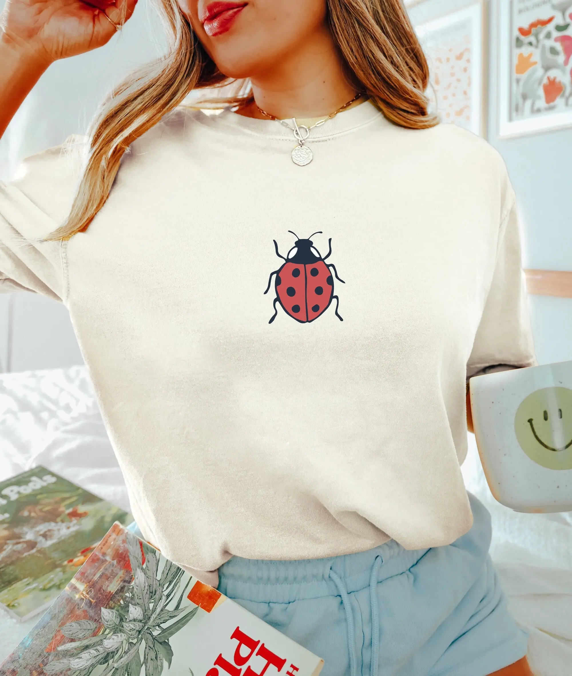 Ladybug Shirt Insect Tshirt Ladybug Tee Garden Nature Lover Shirt Animal Lover Gift Girls Cute Comfort Colors Summer Shirt