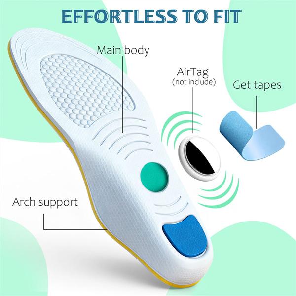 Kids Insoles Compatible with AirTag Arch Support Shoe Inserts for Children Soft Cushion Insoles with Hidden Tracking Holder, Anti-Lost Tracker Case