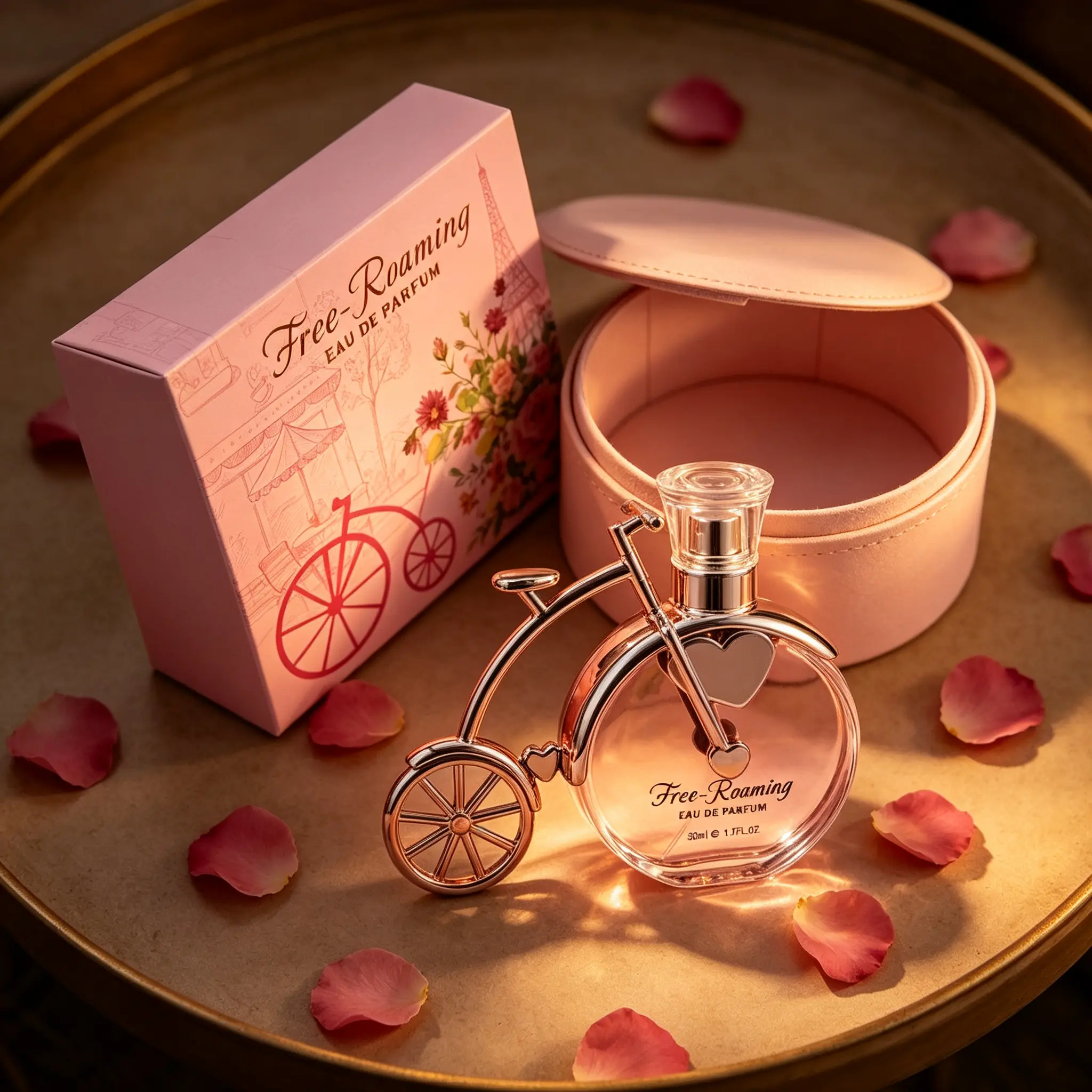 Women's perfume, with floral scent, evoking a gentle and soothing atmosphere.