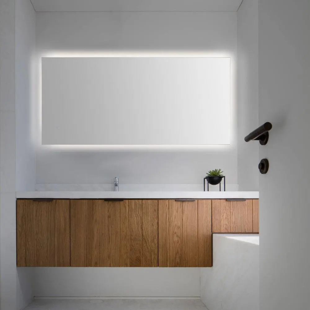JONATHAN Y Nora Rectangular Frameless Anti-Fog Aluminum Back-lit Tri-color LED Bathroom Vanity Mirror with Smart Touch Control