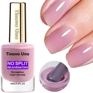 Tinovo Uno NO SPLIT Rejuvenating Nail Strengthener 3 Bottles 12ml Each - Nail Hardener Serum,Natural Jelly, Quick-Drying Formula For Soft and Brittle Cuticles with Enhanced Shine, Shine Enhancing Tope Coat, Quick-Dry Formula, Nail Art, Manicure Product