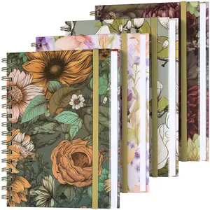 Spiral Notebook, 4 Pack A5 Lined Journal for Women, Hardcover Spiral Journal with 2 Pockets, College Ruled Notebooks, Cute Notebook for Office, School Supplies, Gifts (160 Pages, 6.3" x 8.46")