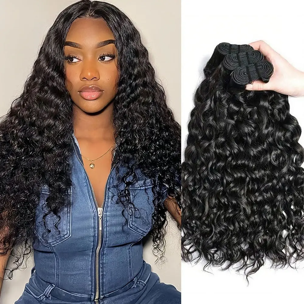 Bundles Human Hair 10A Curly Bundles Human Hair Water Wave 100% Unprocessed Brazilian Virgin Hair Wet and Wavy Bundles Human Hair