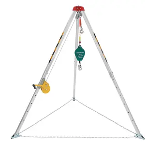 Heavy-Duty Confined Space Rescue Tripod Kit | 1200 Lbs Lifting Winch, 49.2 Ft Cable, Sewer Rescue Pole, Adjustable Legs & Safety Self-Locking Device