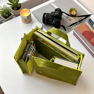 Green Polyester Felt Women's Luxury Handbag Storage Bag, Foldable Backpack, Travel Briefcase, Laptop Bag - Durable, Foldable Design with Multiple Compartments, Ideal for Organizing Personal Items, Travel Essentials Organizer | Stylish Storage Bag | Durabl