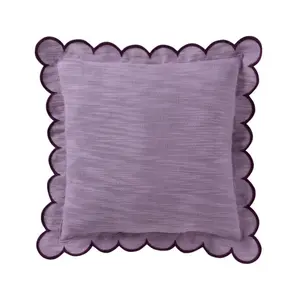 Purple Scallop Flange 19 x 19 Cotton-Rich Decorate Pillow with Unique Design and Textured Finish