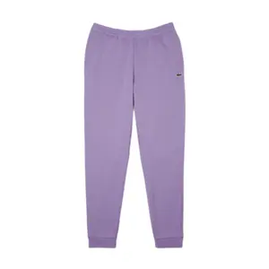 Men's Lacoste Ribbed Embroidered Fleece Tapered Organic Cotton Sweatpants - Vibrant Details, Menswear Sports Bottoms for Casual & Active Use