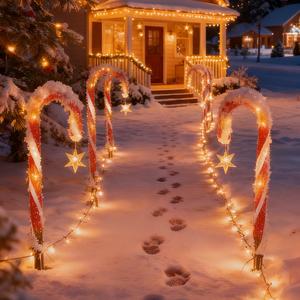 Solar Christmas Cane 10pcs Optional LED Christmas Cane Lights Lawn Decoration Lights Garden Decoration Lights 8 Flashing Modes Suitable for Garden Lawn Patio Balcony Christmas Halloween Decoration Solar Charging