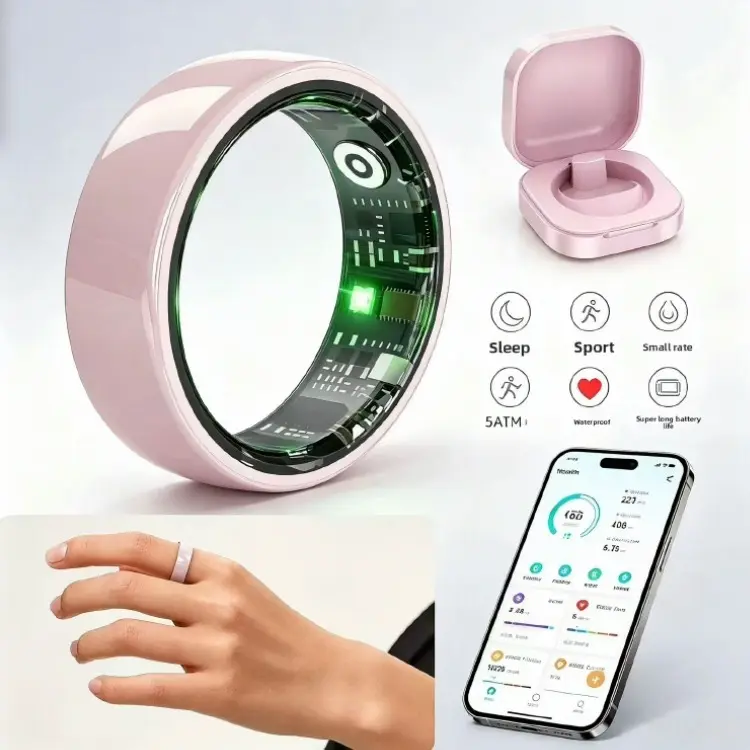 R12 Ring Shape Digital Fitness Tracker - Smart Wearable Device with Touchscreen, Heart Rate Monitor, Blood Oxygen Monitor, Sleep Tracker, Waterproof Design, Bluetooth Sync for iOS/Android Workout Health Metrics, Smart Wearable Devices, Fitness Trackers