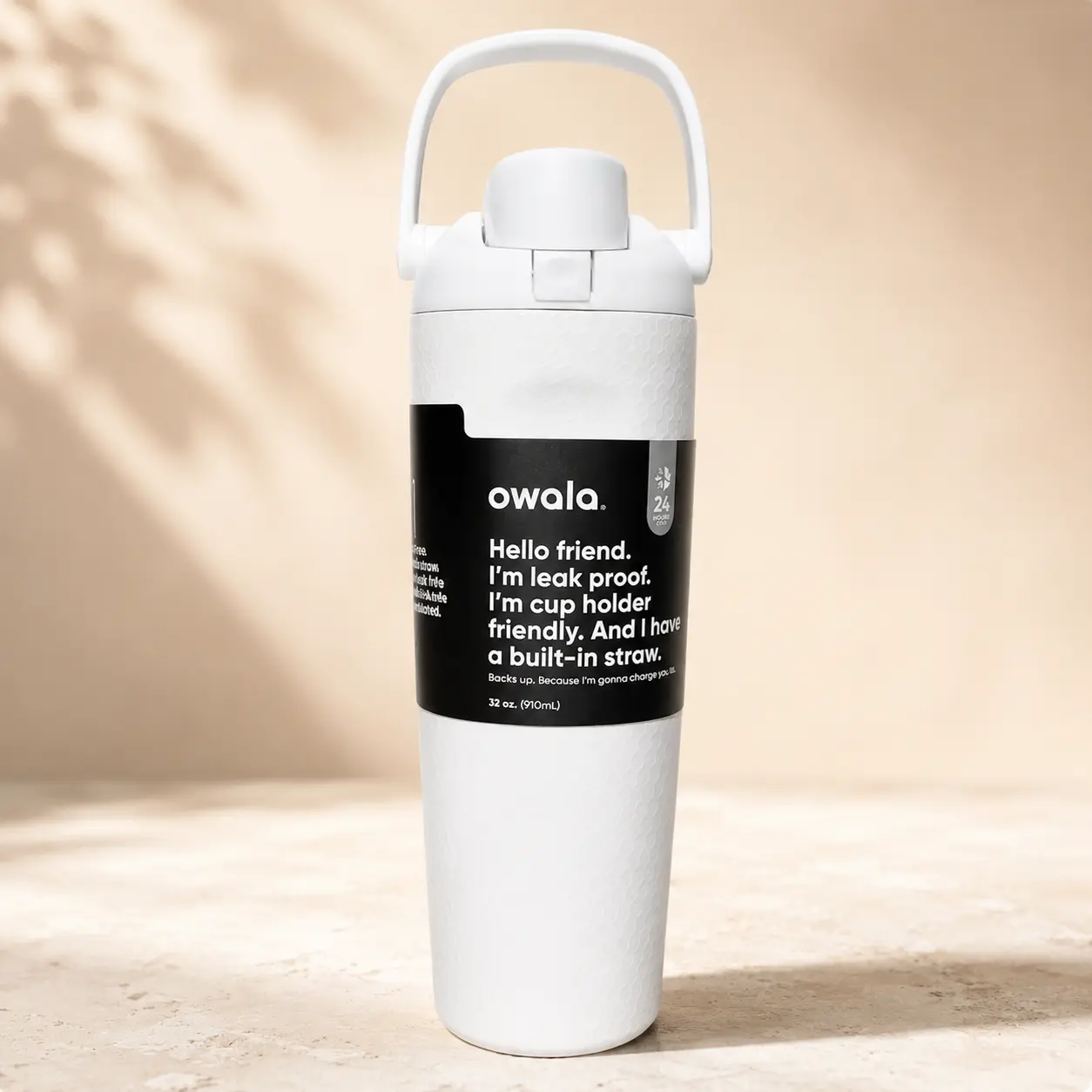 Owala 32 oz White Leak Proof Water Bottle with Built In Straw and Handle