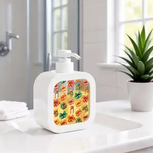 Moisturizing Hand Soap Pump Bottle, Soap Dispenser, Kitchen & Bathroom Soap Dispenser, Refillable, Hand Sanitizer Dispenser, Watercolor Gift Box Pattern, Festive Home Decor, Easy to Use & Clean, Perfect for Holiday Parties & Daily Use