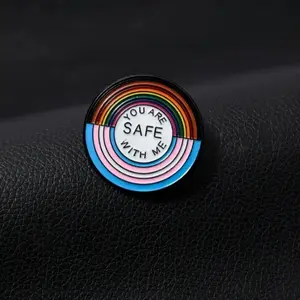 LGBT Pride Enamel Pins Custom Rainbow Color Love Heart Shape Brooch Lapel